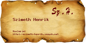 Szimeth Henrik névjegykártya